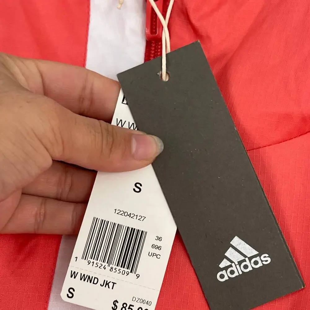 NEW Adidas Women's Pink Training Full Zip Hooded Windbreaker‎ Size Small